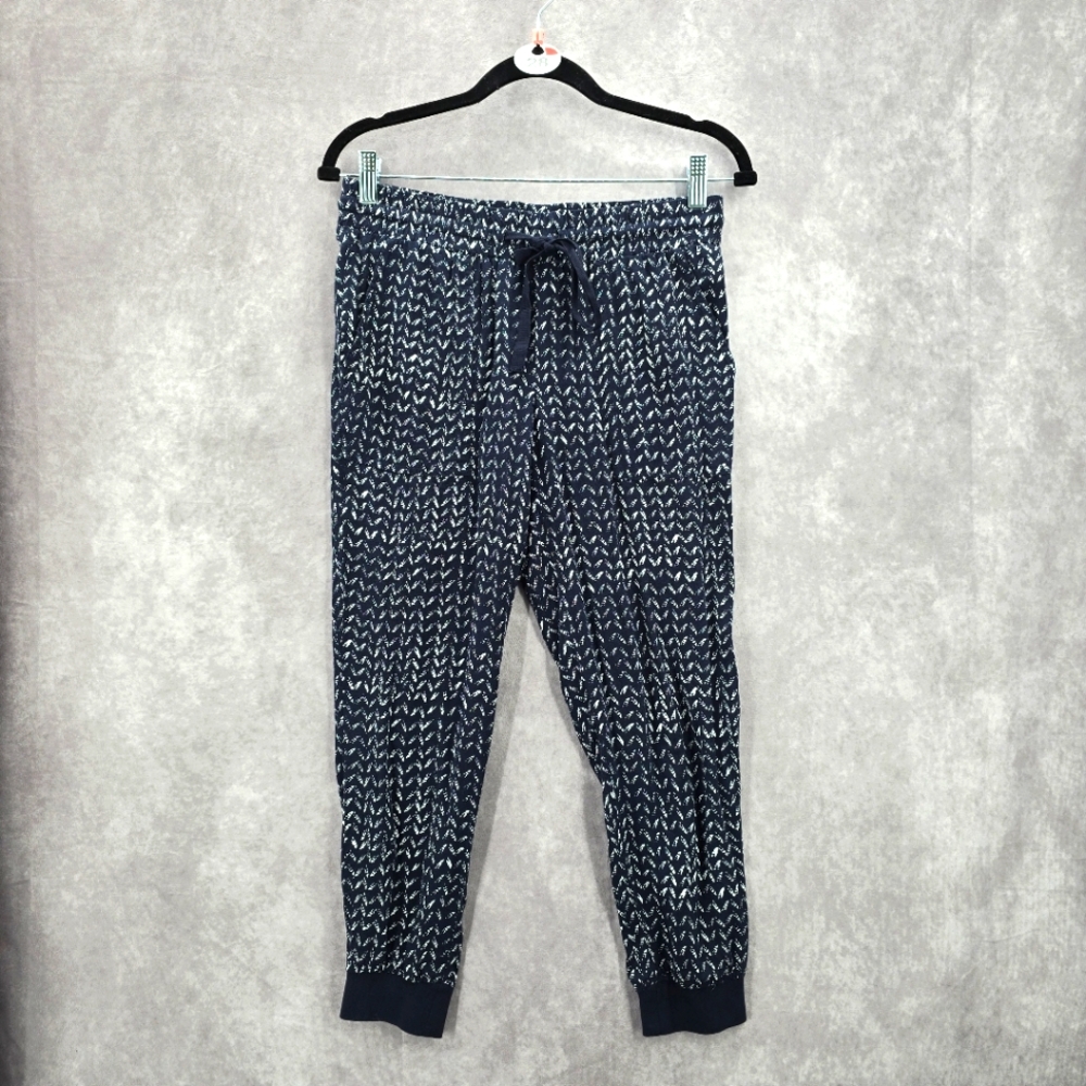 Ann Taylor Loft Navy Blue Arrow Cropped Capri Pants Petite Medium